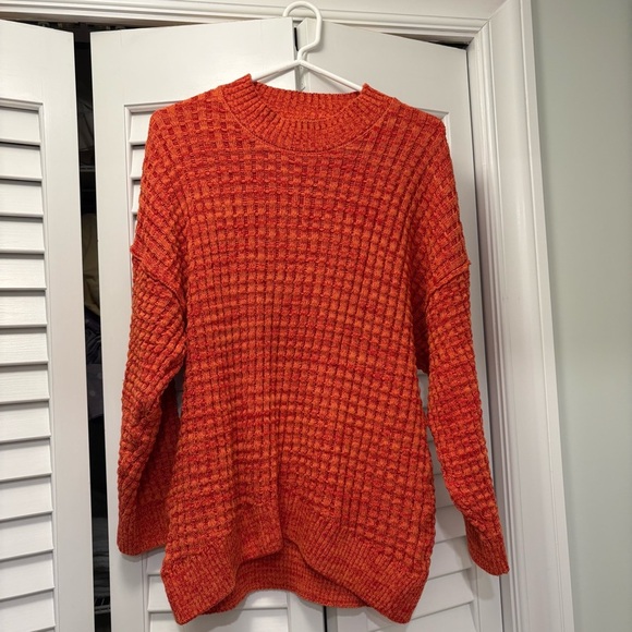 Urban Outfitters BDG Max Waffle Knit Pullover Sweater Orange Size Extra Small - Picture 2 of 4